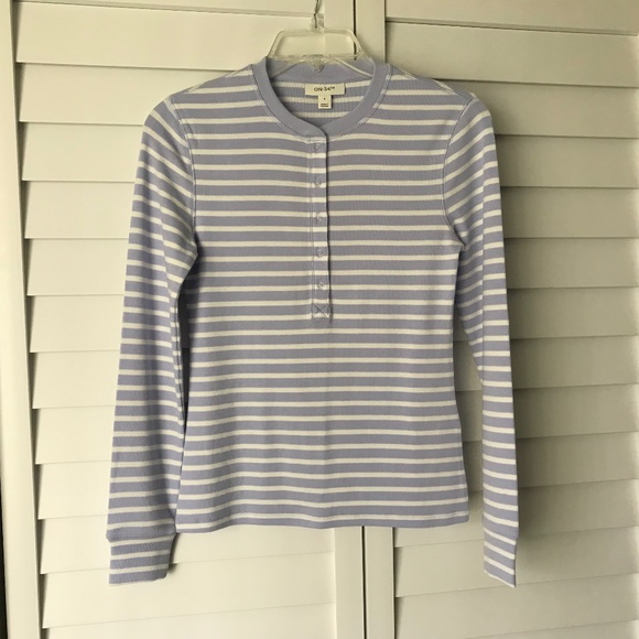 ON-34th Tops - NEW Striped Long Sleeve T-Shirt Top Tee Size Small